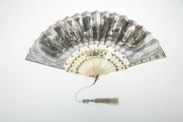 Ventilator, ca. 1850, Malet papir, ben, sølv og silke- og metallisk trådkvast, Fremstilling ukendt