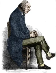Fader Goriot. Gravering midten af 1800-tallet. Illustration til "The Father Goriot" af Honore de Balzac (1799-1850).
