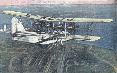 Første flyvning med Short Scylla-flyet mellem London og Paris, juni 1934 Fra "Le pelerin" juni 1934 Privat samling