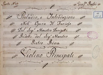 Første side af noderne for violin, Il furioso all