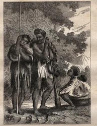 Første rejse (1768-1771) af kaptajn James Cook (1728-1779): en neo-zelandansk familie (Neo Zelandaise) - illustration taget fra "The Great Mariners of the 18th century""