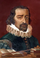 Francis Bacon (1561-1626), kansler i England og filosof efter "Science and its Men af ​​Louis Figuier". Barcelona 1881