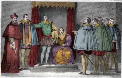 Frans II (1544-60) fortæller de parlamentariske deputerede, at hertugen af Guise og kardinalen vil regere staten
