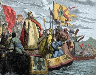 Friedrich krydser til Lilleasien - Frederic I kaldte Frederic Barberousse (1122/25-1190) (Frederik I af Hohenstaufen) under det 3. korstog (1189).