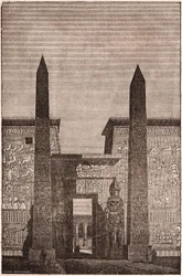 Forside af en rekonstruktion af Luxor-obelisken i Egypten