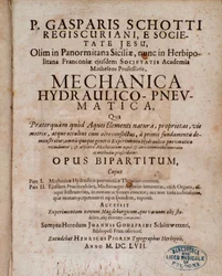 Frontispice af Mechanica Hydraulico Pneumatica af Gaspar Schott