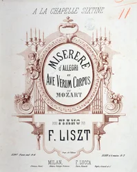 Frontispice af Miserere af Allegri og Ave verum corpus af Mozart, transskriberet af Liszt for klaver (1865)