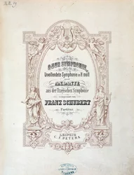 Frontispice af partitur af Unfinished symfoni af Franz Schubert