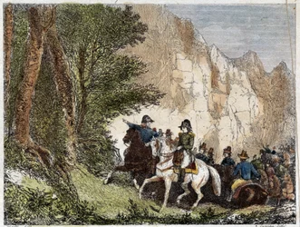 General Bonaparte (Napoleon I) og Pascal (Pasquale) Paoli (1725 - 1807), korsikansk patriot. Gravering 1800-tallet