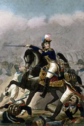 General Jean Lannes, hertug af Montebello (1769-1809) ved slaget ved Essling (21. - 22. maj 1809) Gravering 1800-tallet. . Milano