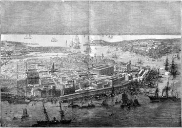 Generelt billede af Havana i 1862 - apparat fra den franske division under kommando af kontreadmiral Jurien de la Gravière.