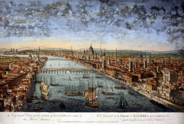 Generel udsigt over byen London, som omfatter den nærmeste del af Themsen. 1800.