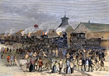 Stor jernbanestrejke i 1877, blokade af motorer i Martinsburg, West Virginia