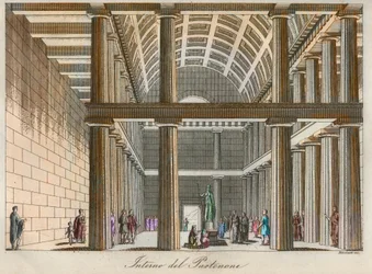 Græsk civilisation - Ideel rekonstruktion af Parthenon i Athen - stik fra „Usi e costumi di tutti i popoli dell
