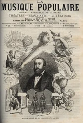 Gustave Nadaud (1820-1893), fransk sangskriver og hans sange - indgravering i "La musique populaire""" berømte ugeavis - 1882
