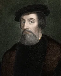 HERNANDO (Hernan) CORTES (Cortez) (1485-1547) Engelsk erobrer af Mexico - gravering - 1800-tallet