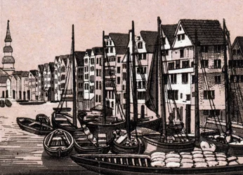 Hamborg (Hamburg), Tyskland: udsigt over Wandrahmfleet. i "" Verden illustrerer 168 visninger"" Udateret (slutningen af 1800-tallet)