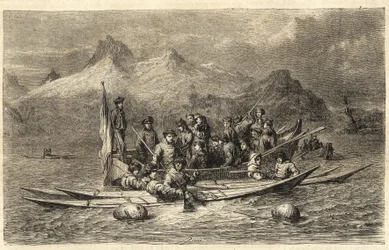 Grønlandssæljagt - Sæljagt i Grønland - Indgravering fra “” Det illustere univers”” 1866