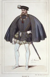 Henrik II, konge af Frankrig (1519 - 1559) gravering af 1830