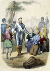 Henrik IV (1553 - 1610) i hovedkvarteret i Paris i 1594.