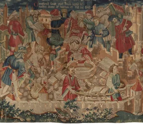 Historien om Saint Piat og Saint Eleuthère, Scene 5: Hvordan den hellige Piat grundlagde Vor Frue kirke og lavede døbefontene