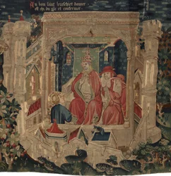 Historien om Saint Piat og Saint Eleuthère, Scene 9: Saint Éleuthère bekræftes af paven som biskop af Tournai