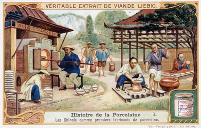 Porcelæns historie: kineserne som de første producenter af porcelæn - Liebig kromolitografi