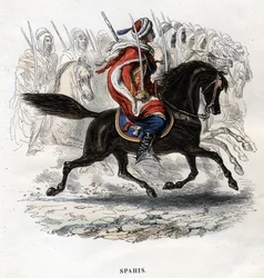 Spahis til hest. Stik fra 1844.
