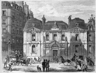 Hotel Carnavalet i gaden, der dengang hed Culture Sainte Catherine i Paris i dag Musee Carnavalet rue de Sevigne i Marais-kvarteret. Gravering i "" L