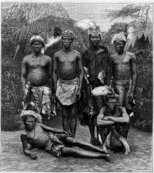Human Zoo: gruppe af hottentotter (det sydlige Afrika) udstillet på Jardin d