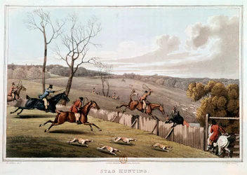Jagt i England. 1800-tallets litografi. Paris, B.N.