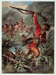 Illustration af "" Læderstrømper" af F. Cooper