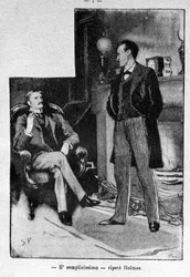 Illustration af bogen Sherlock Holmes. Slutningen af 1800-tallet.