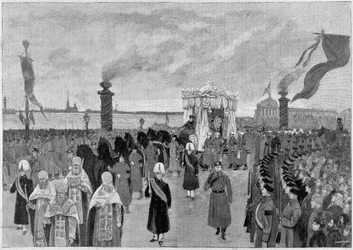 Illustration af begravelsen af zar Alexander III i 1894.