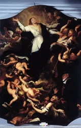Den ubesmittede undfangelse med St Philip Neri (maleri
