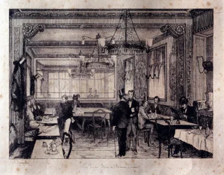Interiør fra caféen Le Procope i Rue de l