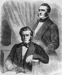 Isaac og Jacob Emile Pereire, franske forretningsmænd, grundlæggere af Société de Crédit Mobilier (1852).