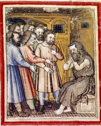 Jacob sørger over sin søn Joseph Miniatures forsvinden fra Codex 212 (eller Padovan eller Bible of Padua) 1390-1400 Rovigo, Accademia dei Concordi