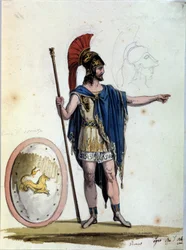 Jason karakter. Til operaen Medee af Luigi Cherubini (1760-1842) til en forestilling på La Scala (Milano, Italien) i 1822-1823.