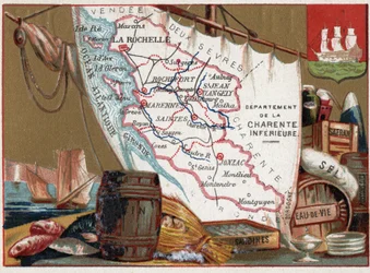 La Charente Inferieure, Poitou Charentes, Frankrig. Vin, brandy, sardiner, salt, safran, tørfisk, ca. 1920