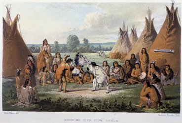 Pibedansen mod sygdom hos nordamerikanske indianere - en "" Vandring af en kunstner blandt indianerne i Nordamerika", Paul Kane