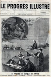 Retssagen mod Marquis de Nayve ved angriberne i Bourges i 1895 - Indgravering i "Le Progres illustrious"" fra 1895