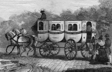 Les Omnibus de Paris i det 19. århundrede: la dame blanche - gravering fra 1892