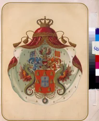 Våbenskjold for frimurernes storloge i Mecklenburg (Tyskland). Provinsial storloge grundlagt i 1819. Det Russiske Statsbibliotek, Moskva.