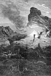 Livet i palæolitikum. 1800-tals gravering.