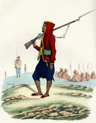 Let infanteri af Emir Abd-el-Kader, modstand fra den franske hær i Afrika under Algier-ekspeditionen i 1830. I”” Storia d