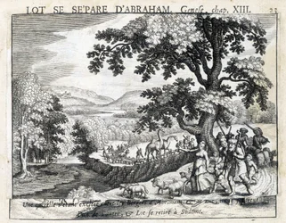 Loth adskiller sig fra Abraham - Bibel, gravering
