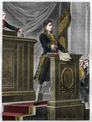 Lucien Bonaparte, fransk politiker, taler i Nationalforsamlingen om loven om oprettelse af Æreslegionen, Paris