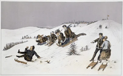 Luge - i "" Skitser af canadisk sport og tidsfordriv"" af Lieut. Henry Buckton Laurence