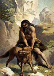 Lycanthropy: Delire af den, der tror, han er forvandlet til en ulv. Chromo fra det 19. århundrede